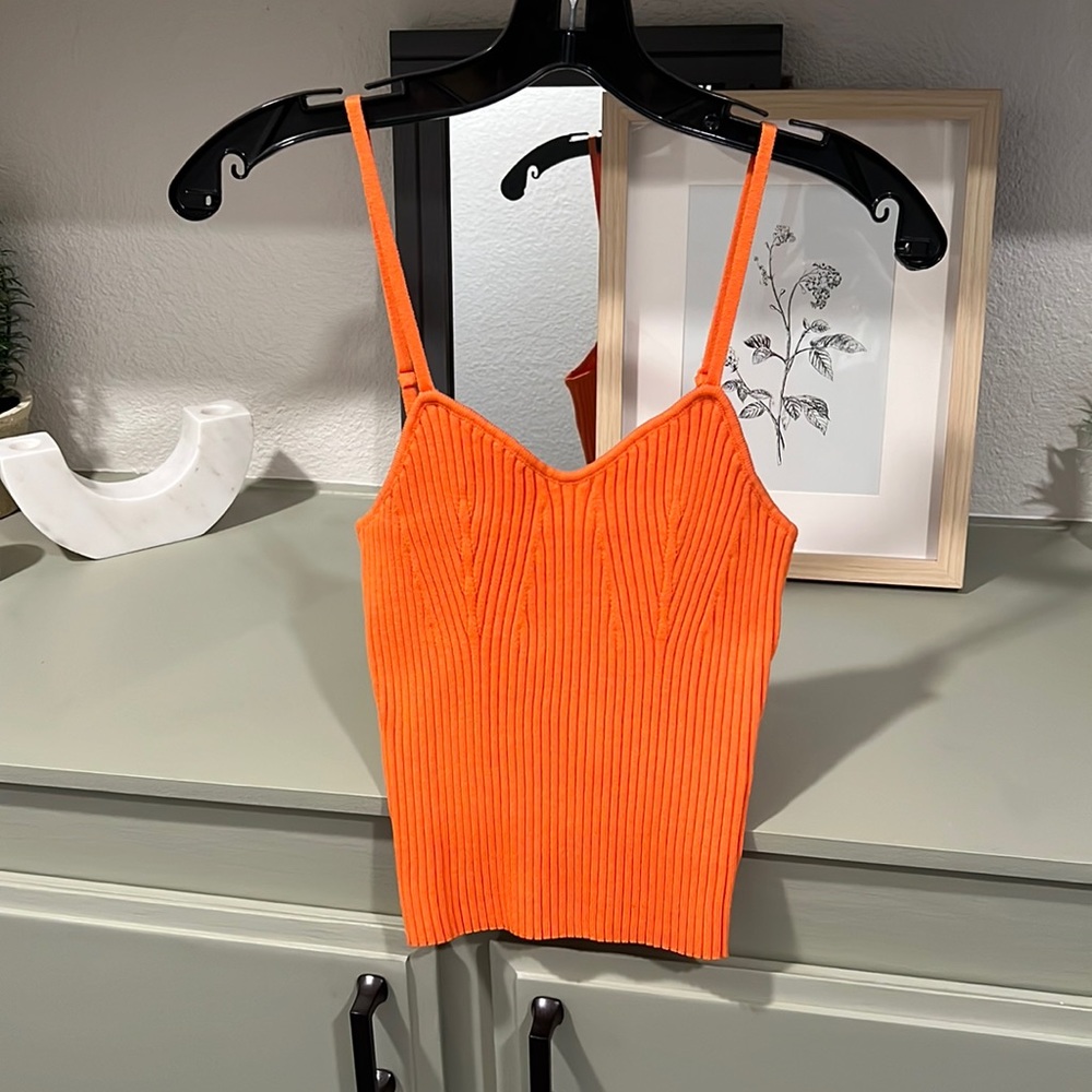 Orange Ribbed Top